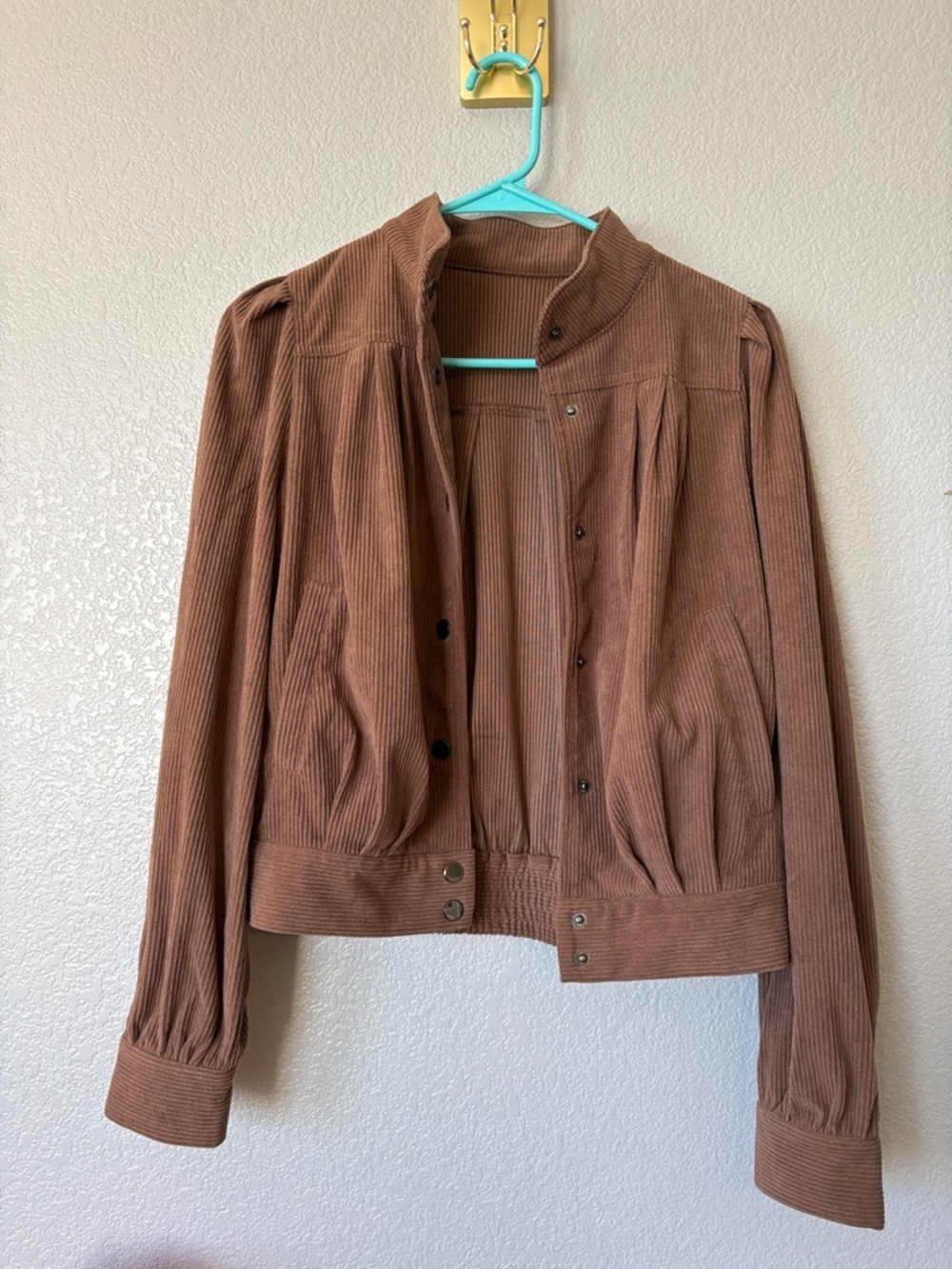 HALARA Brown Corduroy Bomber Jacket